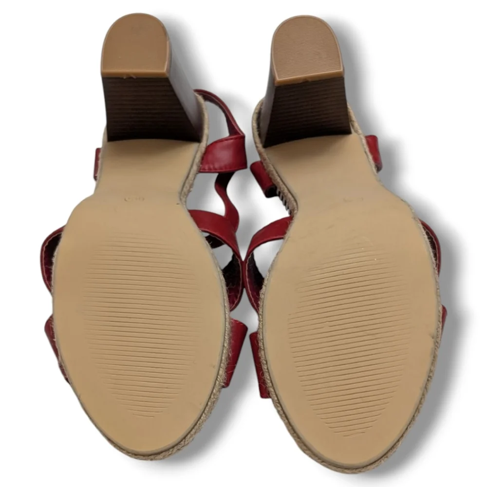 Sociology Women's Block-Heel Strappy Sandals Red Size 8.5 - Picture 9 of 13